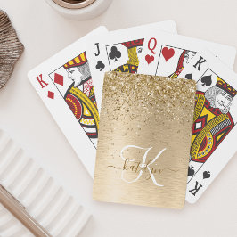 Imitate Gold Brushmetall Glitzer Print Monogram Na Spielkarten