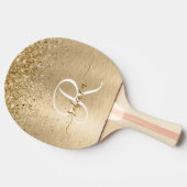 Imitate Gold Brushmetall Glitzer Print Monogram Tischtennis Schläger (Seitenansicht)