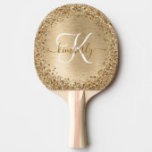 Imitate Gold Brushmetall Glitzer Print Monogram Tischtennis Schläger (Vorderseite)