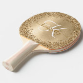 Imitate Gold Brushmetall Glitzer Print Monogram Tischtennis Schläger (Vorderseite)