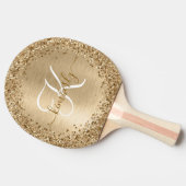 Imitate Gold Brushmetall Glitzer Print Monogram Tischtennis Schläger (Seitenansicht)