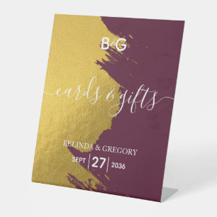 Imitate Gold Burgund, Monogram Wedding Cards & Gif Sockelschild