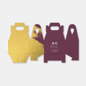 Imitate Gold Burgund, Monogram Wedding Geschenkschachtel (Ungefaltet)