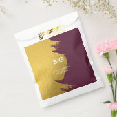 Imitate Gold Burgund, Monogram Wedding Geschenktütchen (Versiegelt)