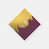 Imitate Gold Burgund, Monogram Wedding Serviette (Ecke)