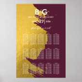 Imitate Gold Burgundy, Mongram Seating Chart Poster (Vorne)