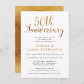 Imitate Gold Calligraphie 50. Hochzeitstag Einladung (Vorne/Hinten)