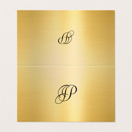 Imitate Gold Calligraphische Skripte Mit Monogramm Visitenkarten (Außenseite Aufgefaltet)