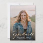 Imitate Gold Calligraphy Graduate Foto Einladung (Vorderseite)