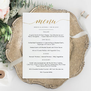 Imitate Gold Calligraphy Menu Flat Card Menükarte