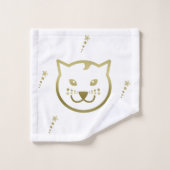 Imitate Gold Cat Face - Benutzerdefinierte Hinterg Badhandtuch Set (Waschlappen)