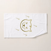 Imitate Gold Cat Face - Benutzerdefinierte Hinterg Badhandtuch Set (Handtuch)