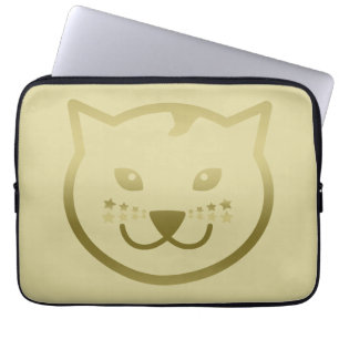 Imitate Gold Cat Face - Benutzerdefinierte Hinterg Laptopschutzhülle