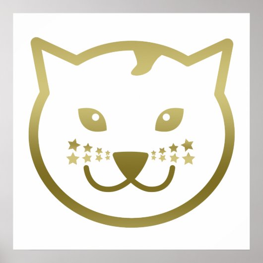 Imitate Gold Cat Face - Benutzerdefinierte Hinterg Poster (Vorne)