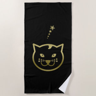 Imitate Gold Cat Face - Benutzerdefinierte Hinterg Strandtuch