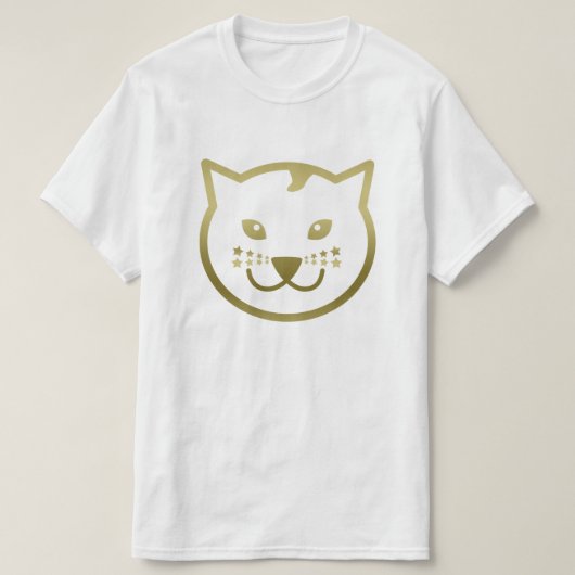 Imitate Gold Cat Face - Benutzerdefinierte Hinterg T-Shirt (Design vorne)