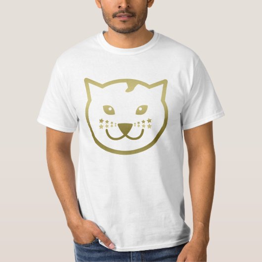 Imitate Gold Cat Face - Benutzerdefinierte Hinterg T-Shirt (Vorderseite)