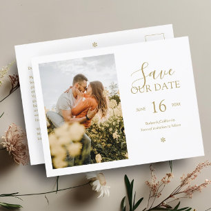 Imitate Gold   Chic Minimal Save the Date Foto Postkarte