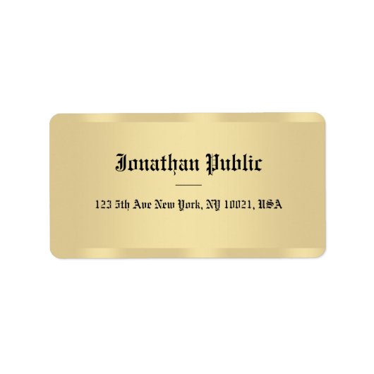 Imitate Gold Classic Old Style Schriftart Elegante Adressaufkleber (Vorne)