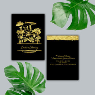 Imitate Gold-Cleaning mit Blumenschrift-Logo Visitenkarte