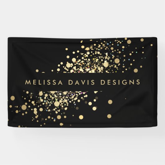 Imitate Gold Confetti auf Black Banner (Horizontal)