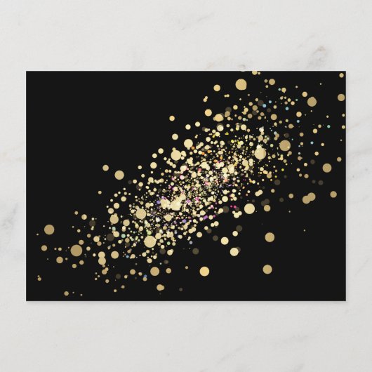 Imitate Gold Confetti auf Black Flat Notecard Mitteilungskarte (Rückseite)