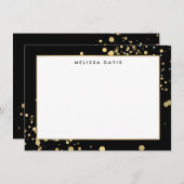 Imitate Gold Confetti auf Black Flat Notecard Mitteilungskarte (Vorne/Hinten)