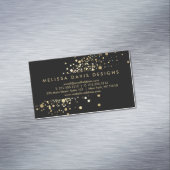 Imitate Gold Confetti auf Black Modern Magnetische Visitenkarte (Beispiel)