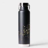 Imitate Gold Confetti auf Black Trinkflasche (Vorne)