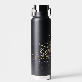 Imitate Gold Confetti auf Black Trinkflasche