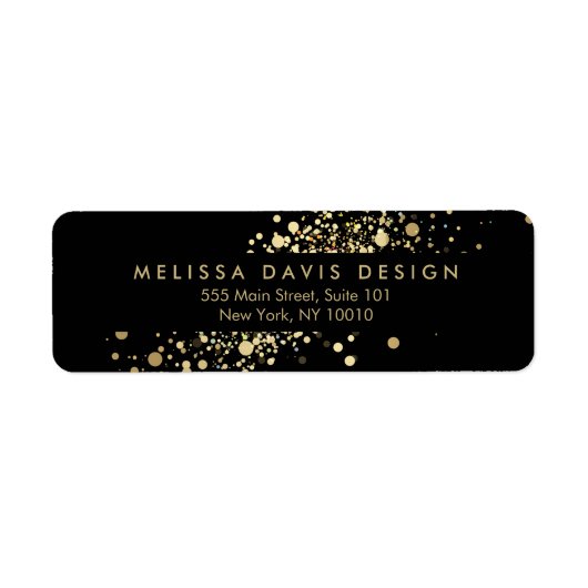 Imitate Gold Confetti auf dem Black Modern Address (Vorne)