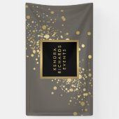 Imitate Gold Confetti auf dem modernen grauen Bann Banner (Vertikal)