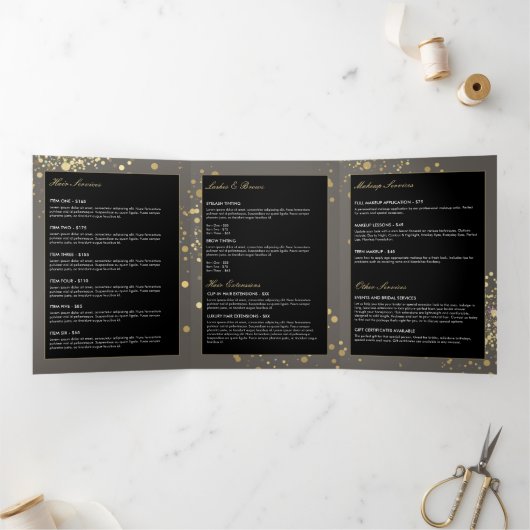 Imitate Gold Confetti auf Grau Broschüre (Innenseite)