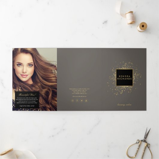 Imitate Gold Confetti auf Grau Broschüre (Außenbereich)