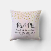 Imitate Gold Confetti auf Lila Wasserfarbe Mr. & M Kissen (Rückseite)