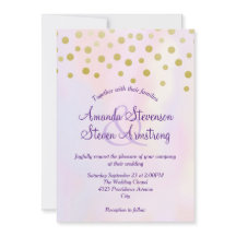 Imitate Gold Confetti auf Lila Wasserfarbenhochzei