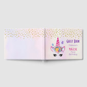 Imitate Gold Confetti auf Lila Wasserfarbenhochzei Gästebuch (Voll)