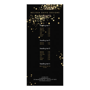 Imitate Gold Confetti Black Modern Rack Card Werbekarte