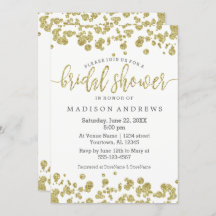 Imitate Gold Confetti Bling Bridal Dusche Einladun