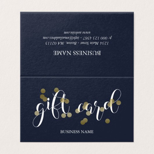 Imitate Gold Confetti & Dark Blue Gift Card (Außenseite Aufgefaltet)
