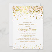 Imitate Gold Confetti Dots Graduation Party Einladung (Vorderseite)