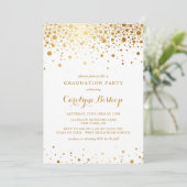 Imitate Gold Confetti Dots Graduation Party Einladung (Stehend Vorderseite)