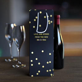 Imitate Gold Confetti Dots Matte Black Wine Gesche Geschenktüte Für Weinflaschen