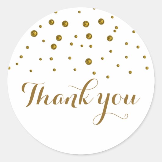 Imitate Gold Confetti Dots Vielen Dank Runder Aufkleber (Vorderseite)