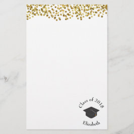Imitate Gold Confetti & Graduation Cap Class 20xx Briefpapier