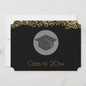 Imitate Gold Confetti & Graduation Cap Class 20xx Einladung (Vorderseite)