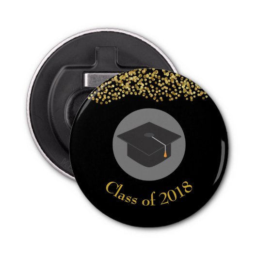 Imitate Gold Confetti & Graduation Cap Class 20xx Flaschenöffner (Vorderseite)