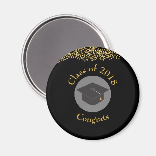 Imitate Gold Confetti & Graduation Cap Class 20xx Magnet (Vorderseite/Rückseite)