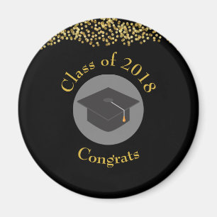 Imitate Gold Confetti & Graduation Cap Class 20xx Magnet