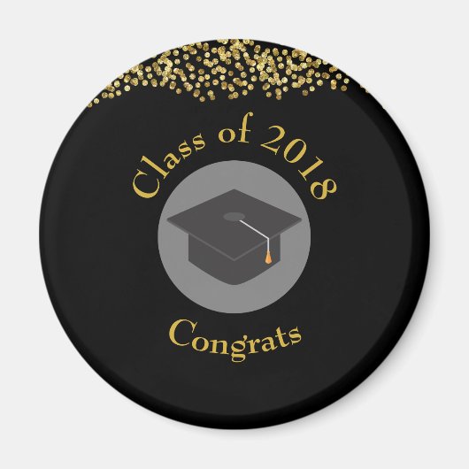Imitate Gold Confetti & Graduation Cap Class 20xx Magnet (Vorne)
